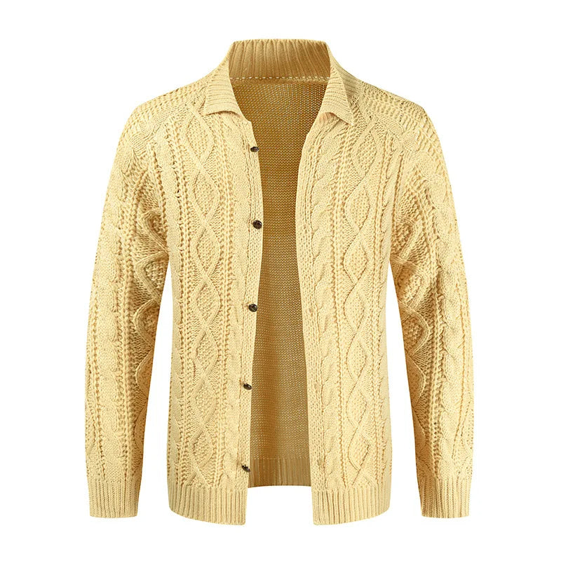 Heren Dikke Kabelgebreide Cardigan - Warm en Comfortabel