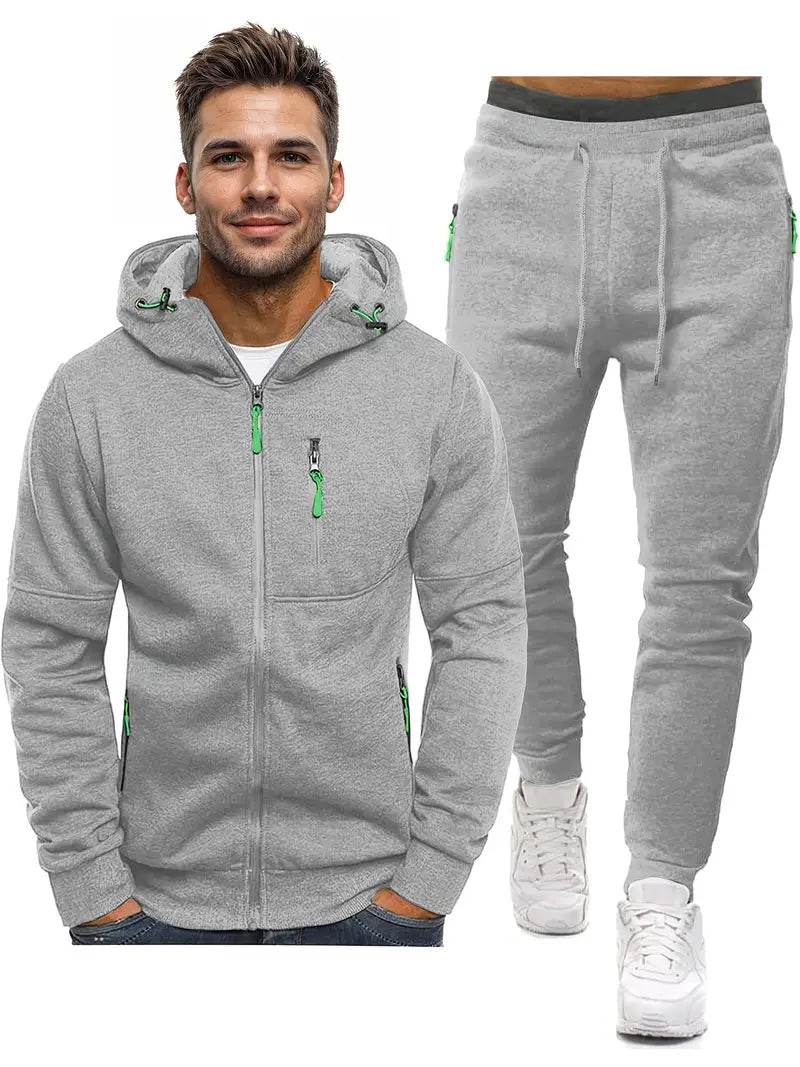 Heren Trainingspak 2-Delig – Sportieve Pullover met Lange Mouwen en Joggingbroek