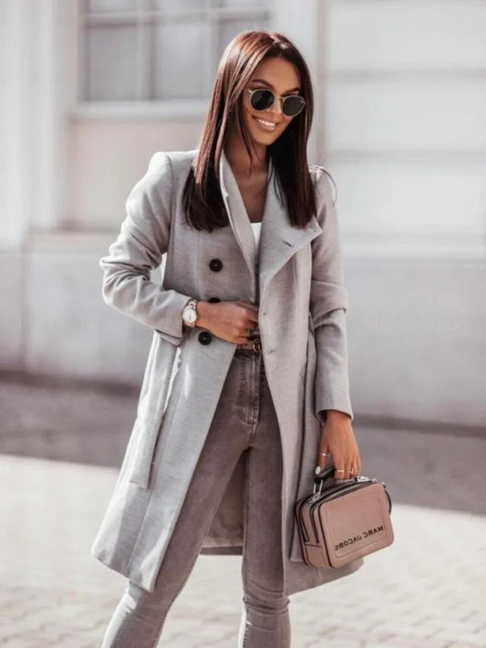 Klassieke Dames Trenchcoat met Dubbele Striksluiting