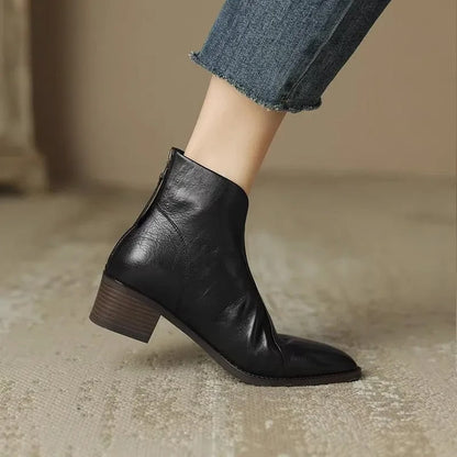 Elegante Retro Enkelboots met Hak voor Dames – Ideaal voor de Herfst