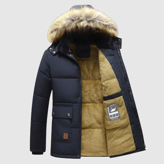 Herren Winterparka mit Pelzkragen – Gefütterte Jacke für extreme Kälte