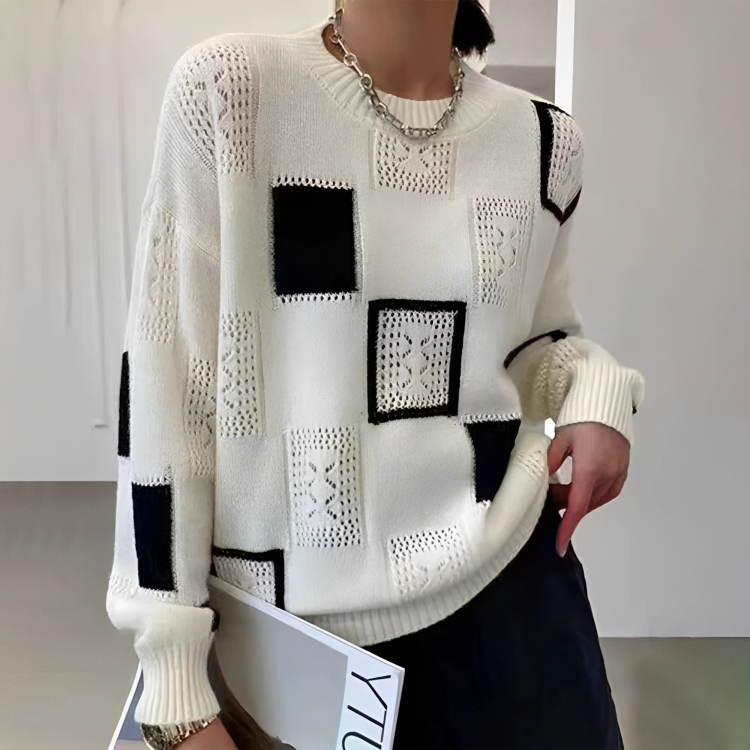 Elegante damestrui met ronde hals en print – Licht & comfortabel