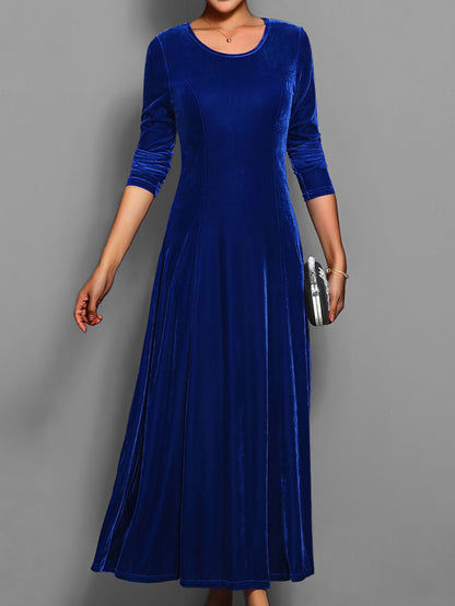 Damen Midi Kleid mit langen Ärmeln – Einfarbig, stilvoll & elegant – Ideal für den Herbst