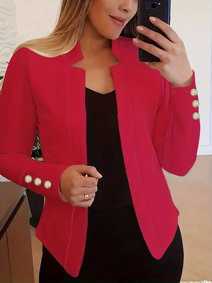 Freizeit Damen Blazer mit Knöpfen – Leichter Baumwolle, Lange Ärmel