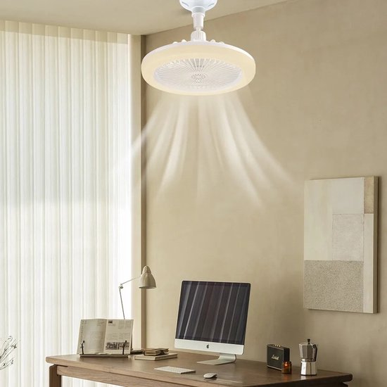 Deckenventilator mit Licht – Passt in jede Lampenfassung + Fernbedienung