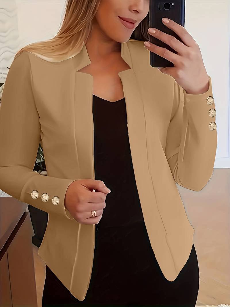 Freizeit Damen Blazer mit Knöpfen – Leichter Baumwolle, Lange Ärmel