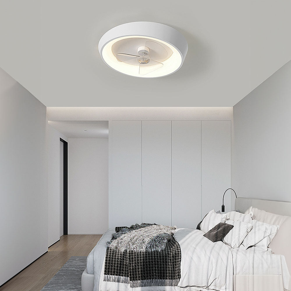 Modern Minimalism Iron White Design Ceiling Fan With Light