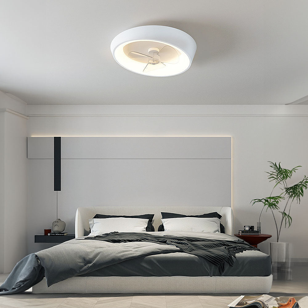 Modern Minimalism Iron White Design Ceiling Fan With Light