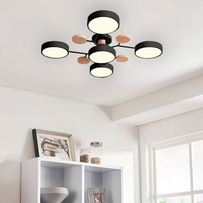 Contemporary Round Iron LED Semi-Flush Chandelier