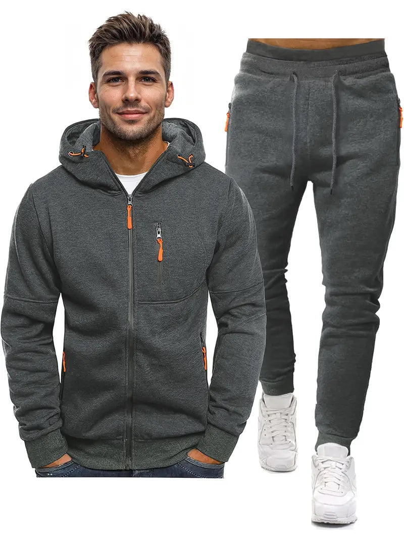 Heren Trainingspak 2-Delig – Sportieve Pullover met Lange Mouwen en Joggingbroek