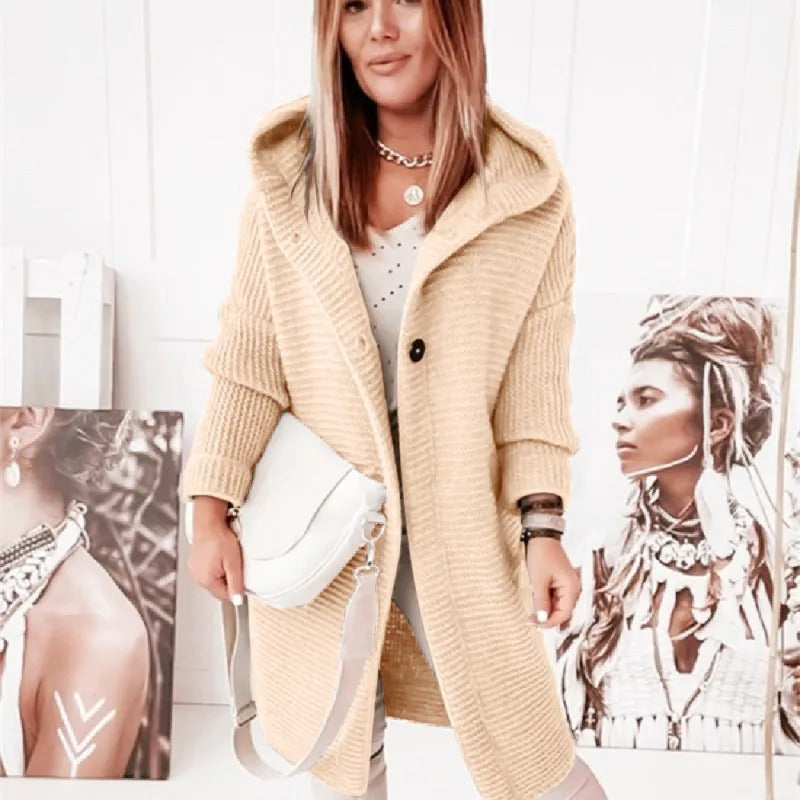 Elegante Dames Cardigan met Capuchon – Kasjmier Look