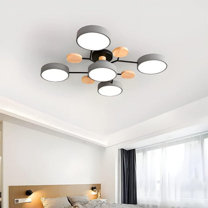 Contemporary Round Iron LED Semi-Flush Chandelier