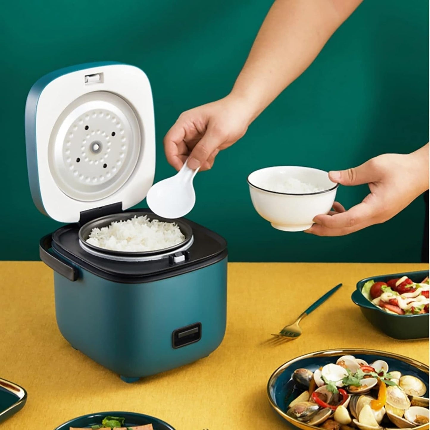 Mini Rijstkoker 1,2L – Multifunctionele Stoom- & Kookpan voor 1-2 Personen (220–240V)