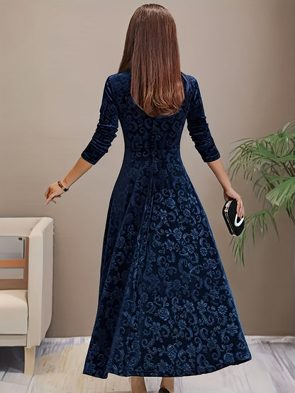 Samt Blumenkleid mit quadratischem Ausschnitt – Für jede Jahreszeit