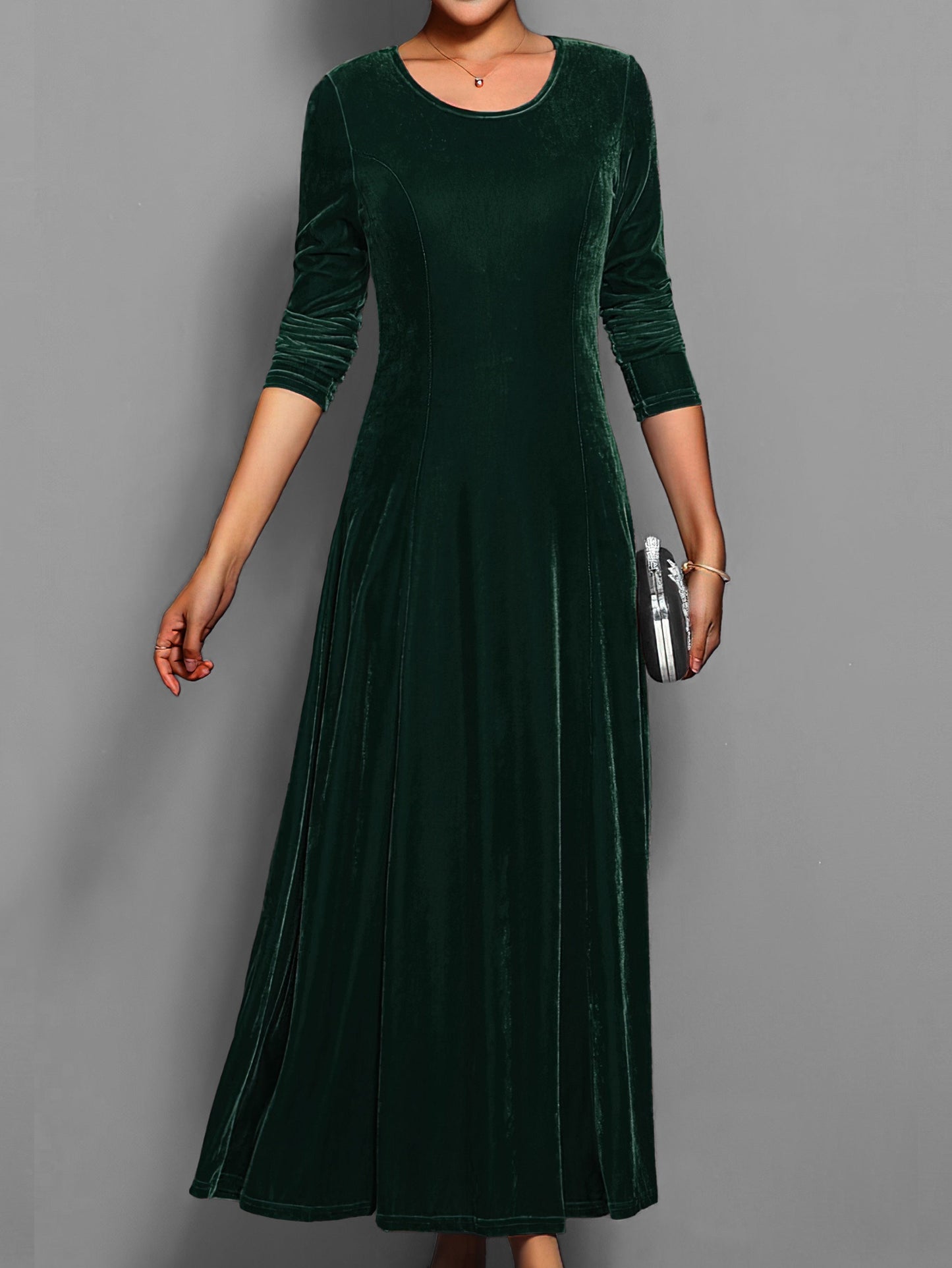 Damen Midi Kleid mit langen Ärmeln – Einfarbig, stilvoll & elegant – Ideal für den Herbst