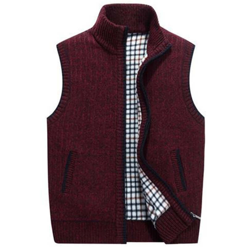 Heren Gebreid Vest met Opstaande Kraag – Stijlvol & Warm