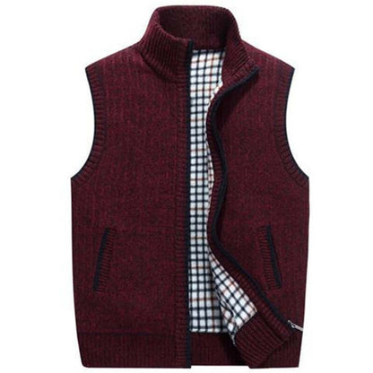 Heren Gebreid Vest met Opstaande Kraag – Stijlvol & Warm