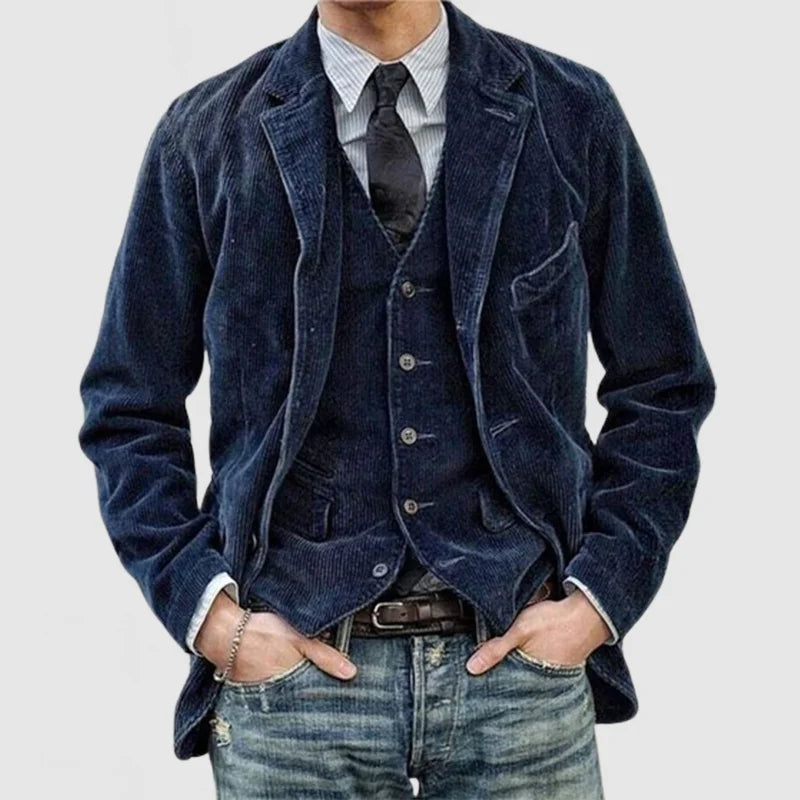 Heren velvet blazer – Slim fit colbert met reverskraag en knoopsluiting