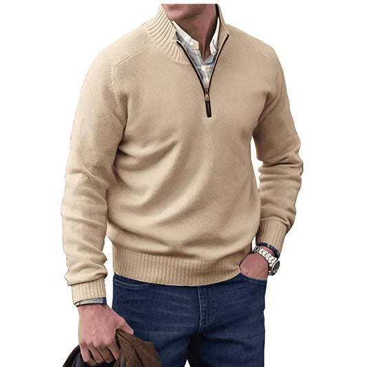 Luxus Herren Kaschmirpullover mit Reißverschluss – Atmungsaktiv & elegant