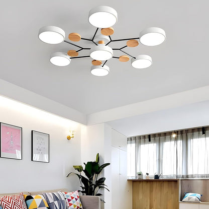 Contemporary Round Iron LED Semi-Flush Chandelier