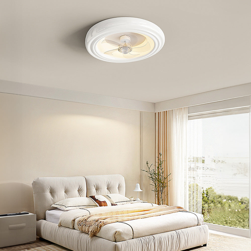 Macaron Simple Bedroom Ceiling Fan With Light
