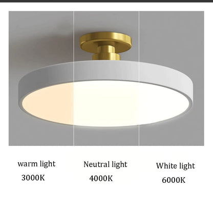 Moderne runde LED-Deckenleuchte – Schlanke halb eingebaute Lampe mit energiesparender Beleuchtung