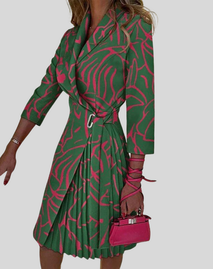 Dames Blazerjurk met Riem – Multicolor & Stijlvol met Halve Mouwen