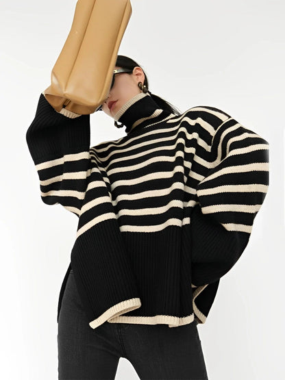 Übergroßer Baumwollrollkragenpullover für Damen – Bequem & Stilvoll