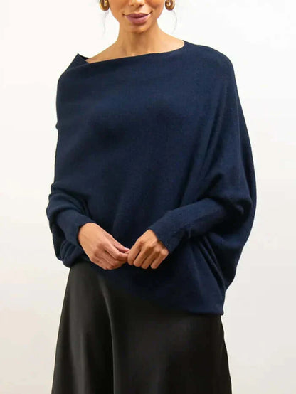 Asymmetrische Dames Trui met Col en Drapé Effect