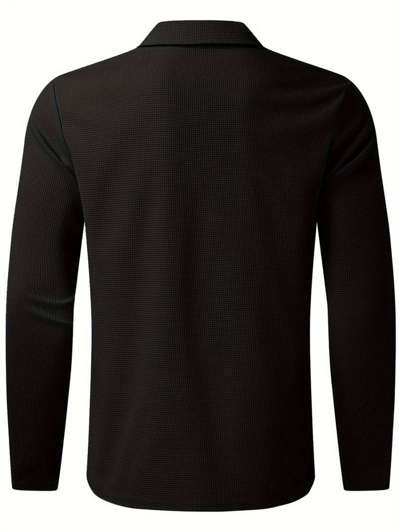 Heren Wafelshirt met Lange Mouwen en V-hals – Casual en Comfortabel