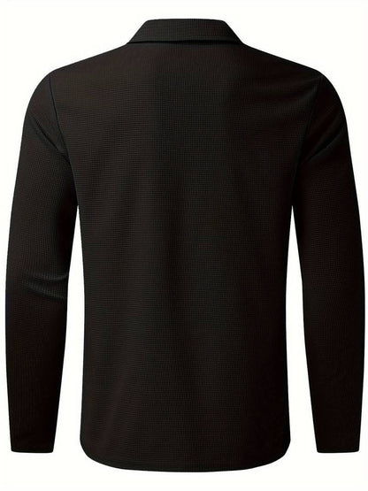 Heren Wafelshirt met Lange Mouwen en V-hals – Casual en Comfortabel
