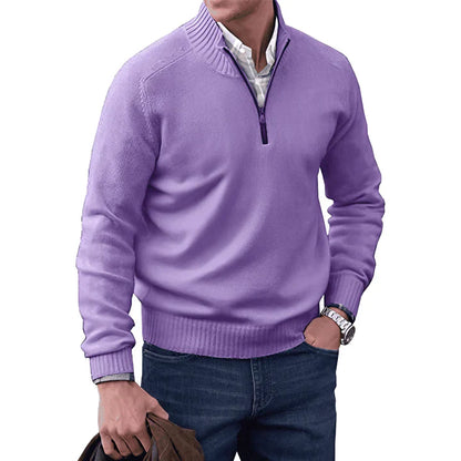 Luxe heren cashmere trui met rits – Ademend & elegant