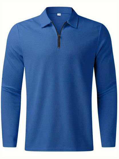 Heren Wafelshirt met Lange Mouwen en V-hals – Casual en Comfortabel