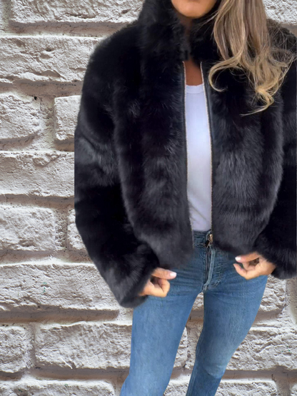 Dames velvet jas – Zachte pluche stof – Chic & warm voor herfst en winter