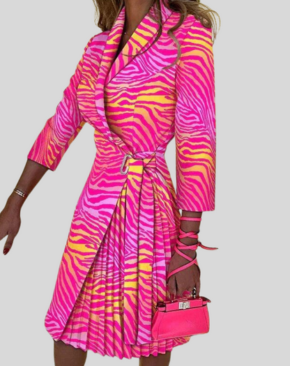 Dames Blazerjurk met Riem – Multicolor & Stijlvol met Halve Mouwen