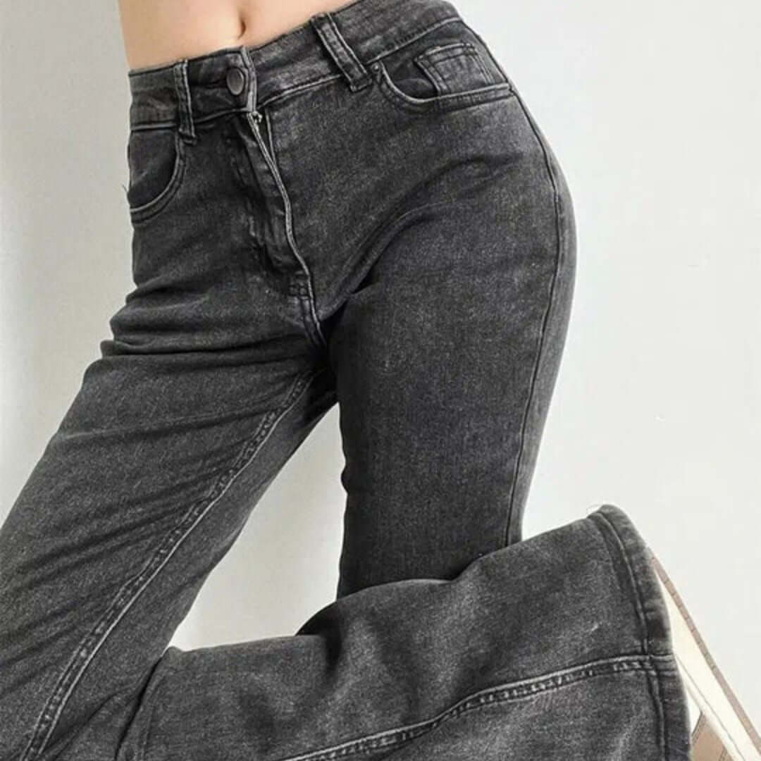 Dames Spijkerbroek met Hoge Taille en Hartvormige Franjes | Flared Pasvorm