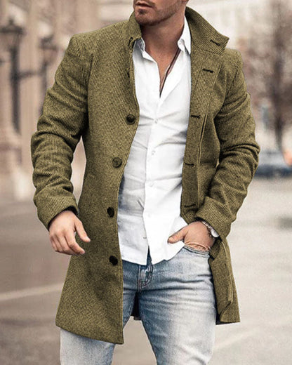 Heren lange mantel van wolmix – Slim fit jas voor smart-casual stijl