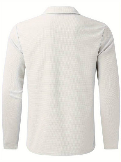 Heren Wafelshirt met Lange Mouwen en V-hals – Casual en Comfortabel