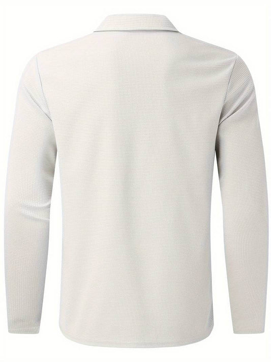 Heren Wafelshirt met Lange Mouwen en V-hals – Casual en Comfortabel