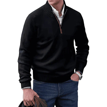 Luxe heren cashmere trui met rits – Ademend & elegant