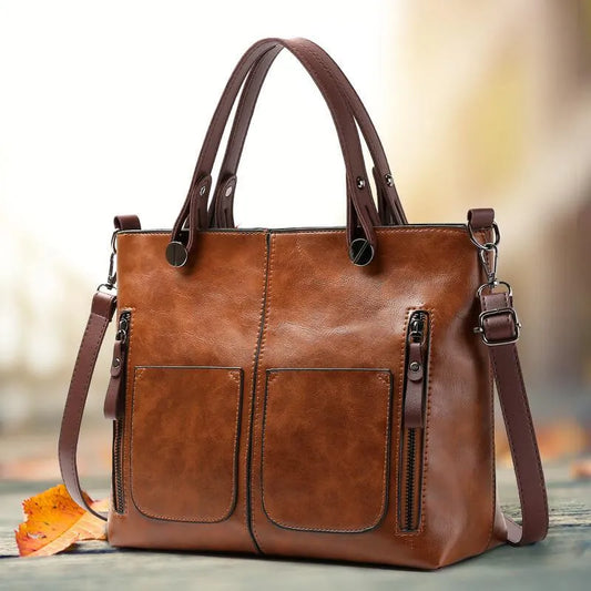 Elegante Vintage Leren Handtas voor Dames – Duurzaam & Stijlvol
