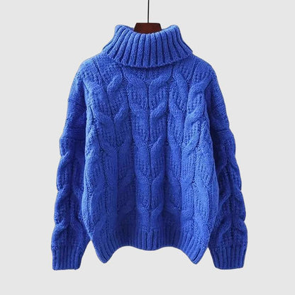 Damen Strickpullover mit Zopfmuster und Rollkragen – Warm & Bequem