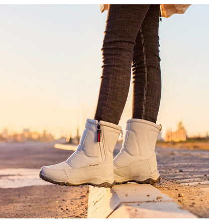 Dames Winter Laarzen met Zijrits - Waterdichte, Antislip, Duurzame Sneeuwlaarzen met Warme Voering