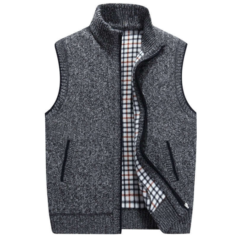 Heren Gebreid Vest met Opstaande Kraag – Stijlvol & Warm