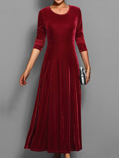 Damen Midi Kleid mit langen Ärmeln – Einfarbig, stilvoll & elegant – Ideal für den Herbst