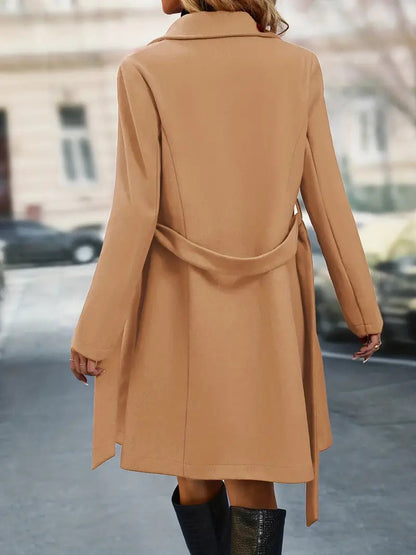Chique Dames Trenchcoat met Dubbele Rij Knopen