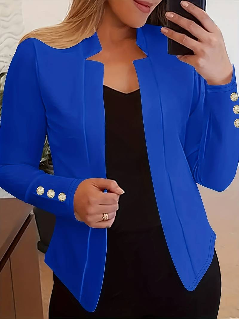 Freizeit Damen Blazer mit Knöpfen – Leichter Baumwolle, Lange Ärmel