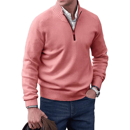 Luxe heren cashmere trui met rits – Ademend & elegant