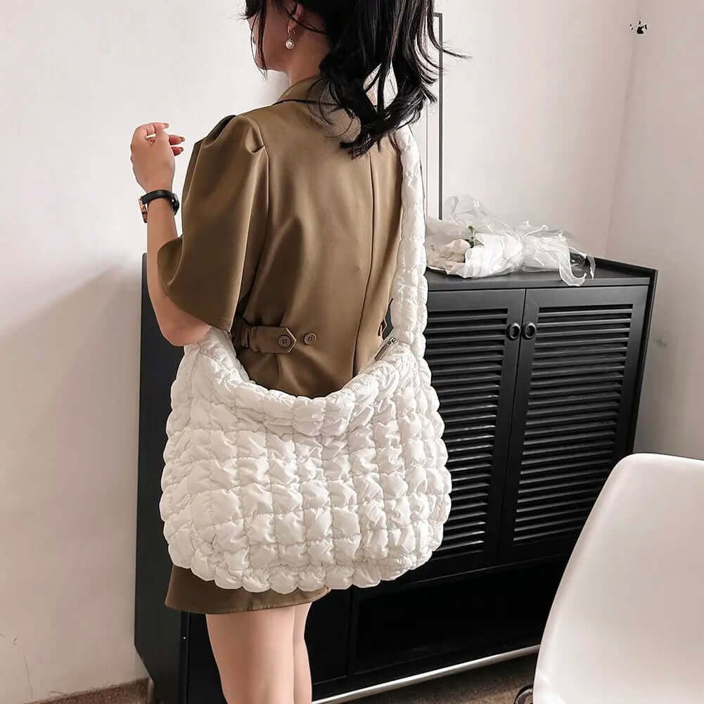 Puff Tote Bag Dames Tas met Gewatteerd Design en Extra Ruimte