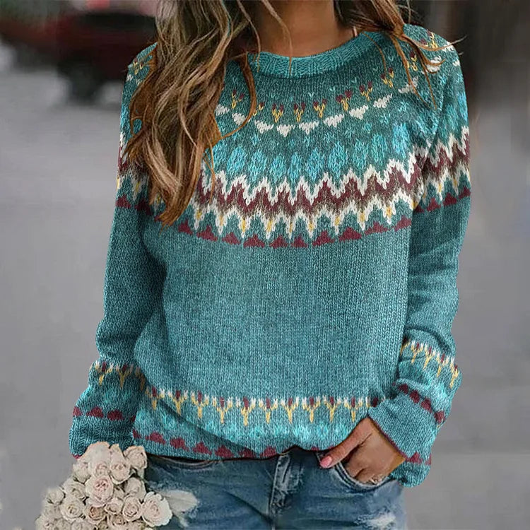 Damenpullover mit farbenfrohem geometrischem Muster - bequem und trendig